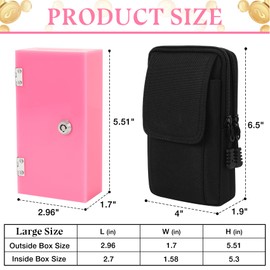 Extra Large Pink Acrylic Box Winners Bank with 2 Keys, Slot, Storage Waist Bag, Portable Casino Cash Money Lock Box Safe for Gamblers, 1Pack
