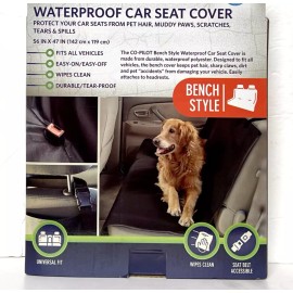 Co Pilot Car Seat Cover for Pet Waterproof Car Seat Cover Bench Style 56in x 47in Gray.