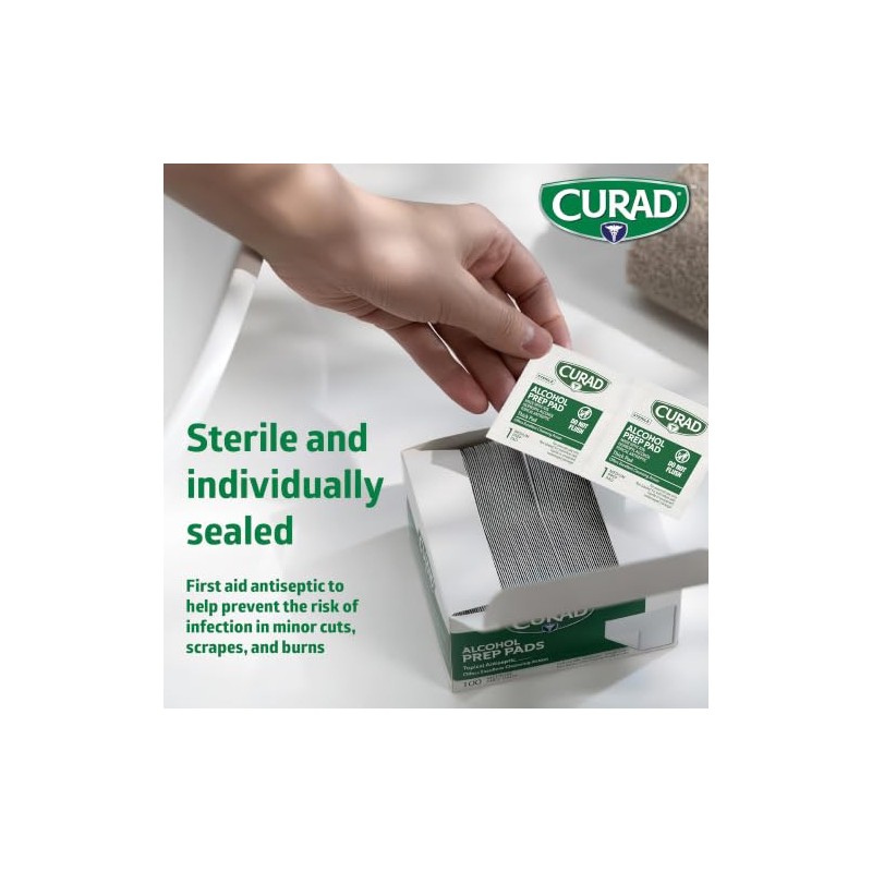Curad CUR45585RB Compresas preparadas con alcohol, paquete de 400