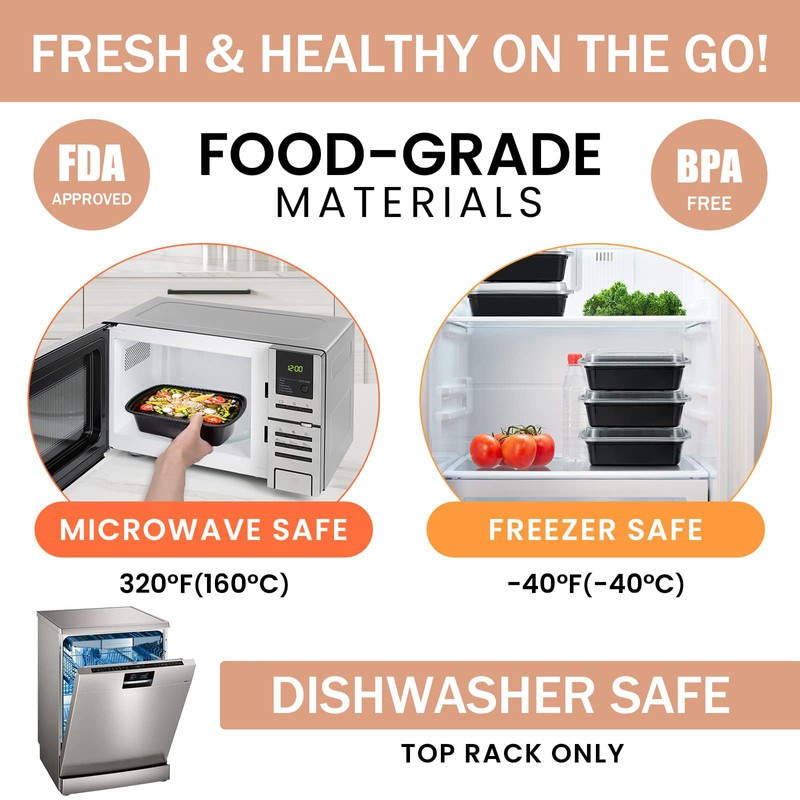 HUIBOHOU 10 Pack Meal Prep Containers,BPA Free Food Prep Containers