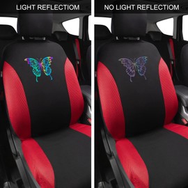 Outlet 3D Air Mesh Car Seat Covers Full Set,Iridescent Reflective Butterfly Red Seat Covers for Women Girl,Bench Zipper & Airbag Compatible,Universal Fit for Sedan Truck SUV Van(Black and Red)