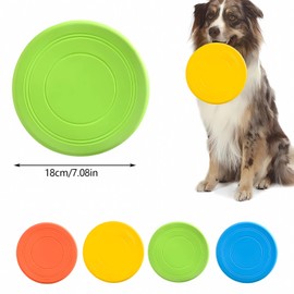 LZYDKH 4 PCS Dog Frisbee, 7 Inch Non-Toxic Rubber Flying Discs Frisbee Dog Toy Indestructible for Outdoor Fun Training and Exercise (Blue, Orange, Yellow, Green)