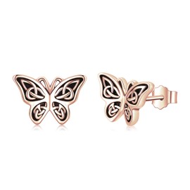 Butterfly Earrings 925 Sterling Silver Celtic Studs Earrings Hypoallergenic Earrings Butterfly Jewellery Birthday Christmas Gifts for Women Girls