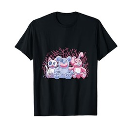 Creepy Cute Plush Graphic: Stitched Cat Bear Bunny Design T-Shirt