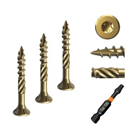 Haespot 470PCS #8 x 1-1/4" Wood Screws, Self-Tapping Drive Deck Screws, Outdoor Used Epoxy Coated Screws, Coarse Threads, T25 Star Bit Included, Bronze
