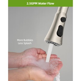 Hygie Rinse Universal Kitchen Faucet Head Replacement - 2.5GPM with 15 Adapter Kit Compatible with Kohler/Moen/Delta Faucet, 3 Function Pull Down Sink Faucet Spray Head, Brushed Nickel