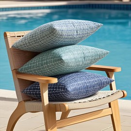 EMEMA Outdoor Waterproof Throw Pillow Covers Pack of 2 12x20 Inch Weaving Texture Outside Decorative Cushion Covers for Garden Patio Tent Balcony Bench Tent Couch Sofa Teal