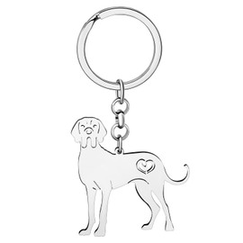 LONYOO Cute Stainless Steel Dog Keyring Pet Dog Gifts for Women Girls Puppy Key Chain Car Purse Charms (Silver Plated Great Dane)