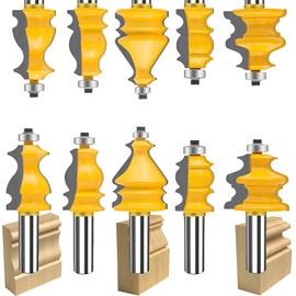 TAIWAIN 1/2 Inch Shank Router Bit Picture Frame Molding Woodworking Tool,Tongue Groove Rail Stile Forming Milling Cutter Bits, Wood Cabinet Carbide CNC Cutting Tool for Doors, Tables(F-1/2XT5)