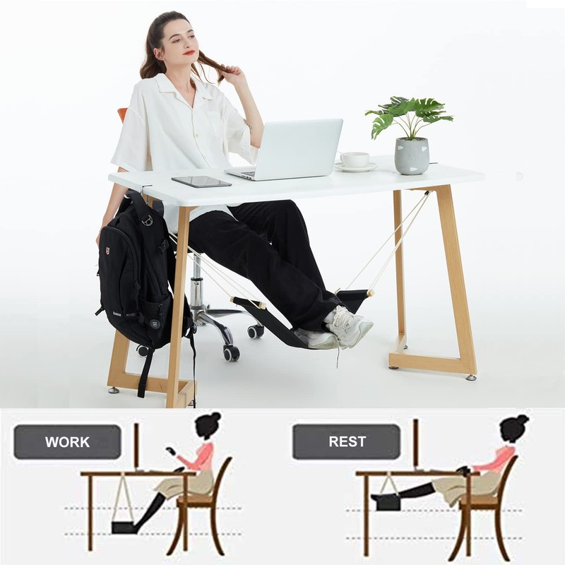 DMcore Canvas Foot Rest Hammock, Adjustable Mini Foot Rest Stand
