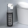 Black Freestanding Toilet Paper Holder with Storage,3 Rolls of Tissue