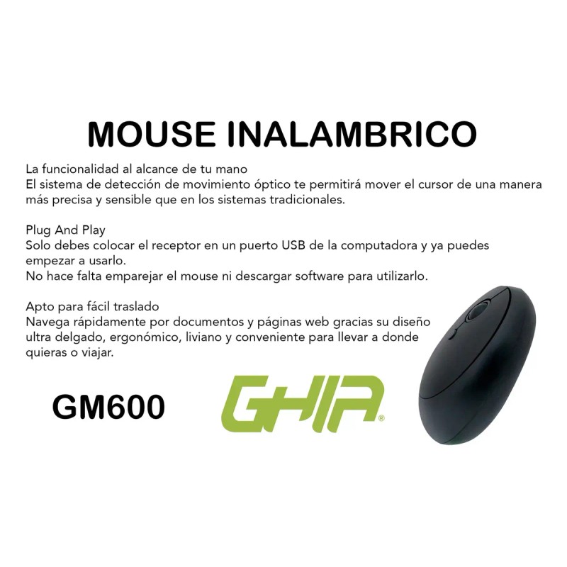 Mouse Inalambrico 2.4 Ghz C Receptor Usb Pc Laptop Ergonomic