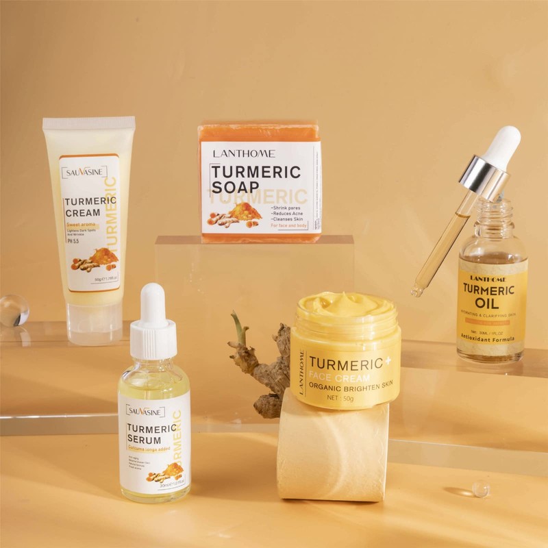 FantasyDay 5PCS Turmeric Skin Care Kit including Turmeric Cream, Turmeric