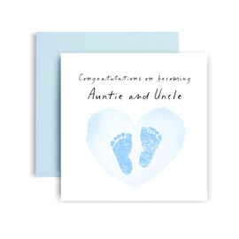 Huxters New Baby Boy Card New Auntie and Uncle Congratulations - Welcome to the World Little One - 14.8cm (Baby Boy Auntie and Uncle)