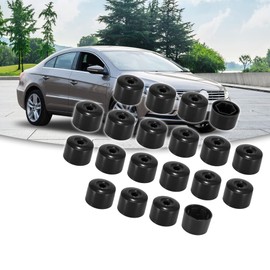 ACROPIX 17mm Hexagon 21mm Round Wheel Lock Lug Bolt Nut Cover Cap Fit for VW with Remove Dismantle Tool - Pack of 20 Black