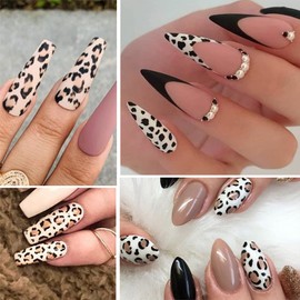 Leopard Nail Foil Transfer Stickers Nail Art Supplies Laser Nail Foil Decals Leopard Print Nails Foils Design for Women Manicure Tip Decor Acrylic Nails Charms Decorations (10 Sheets)