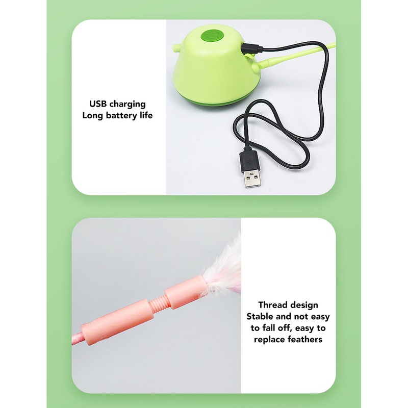 Electric Cat Feather Toy USB Charging Automatic Rotating Interactive Cat