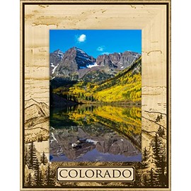 Saddle Mountain Souvenir Colorado Laser Engraved Wood Picture Frame Portrait (4 x 6)