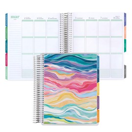 Erin Condren 12-Month Spiral Life Planner (Jul 2025 - Jun 2026), 7”x9” Weekly and Monthly Planner, 80 Lb. Text Weight Paper, Layers Colorful Covers, Hexagon Theme, Vertical Layout, Platinum Coil