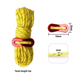 Pack of 8 Yellow Guy Ropes Camping Tent Cord with Aluminium Alloy Tensioner Reflective Guy Ropes for Tent Camping