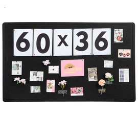 DexBoard 60 x36 inch Large Bulletin Board for Wall | Felt Pin Board with 30 Push Pins | Foldable Picture Display Board for Home, Office & School | Self-Adhesive Mounting (Black)