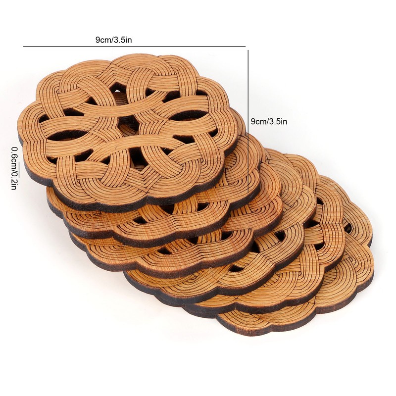 6PCS Bamboo Coaster Teacup Mat AntiScald Heat Insulation Pad Tea