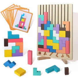 Wooden Russian Blocks Puzzle Brain Teasers Toy Tangram Jigsaw Puzzle Intelligence Colorful 3D STEM Montessori Educational Gift for Boys and Girls,Board Game Educational Toys for Toddlers 3-6 Years