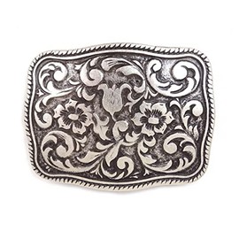 Wild Flowers Belt Buckle Western Belt Buckle Vintage, silver