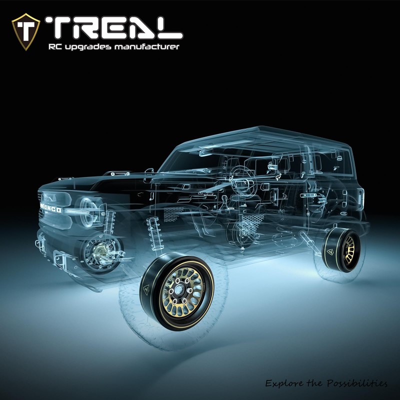 TREAL 1.0 Brass Beadlock Wheels Crawler Wheel Rims (4P) Hubs