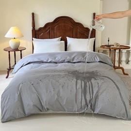 Single Side Waterproof Duvet Protector Cover Queen, Incontinence Reversible Duvet Protector Cover, Waterproof Protective Cover or Liner for Bed or Couch, for Elder, Pets, Dog, Cat (Gray,Queen)