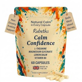 UK Made Stress & Anxiety Relief for Adults. Supports Body, Mind, Mood, Nerves | L Theanine 120mg, Magnesium Glycinate 100mg, Lemon Balm 150mg & Vitamin B6 10mg