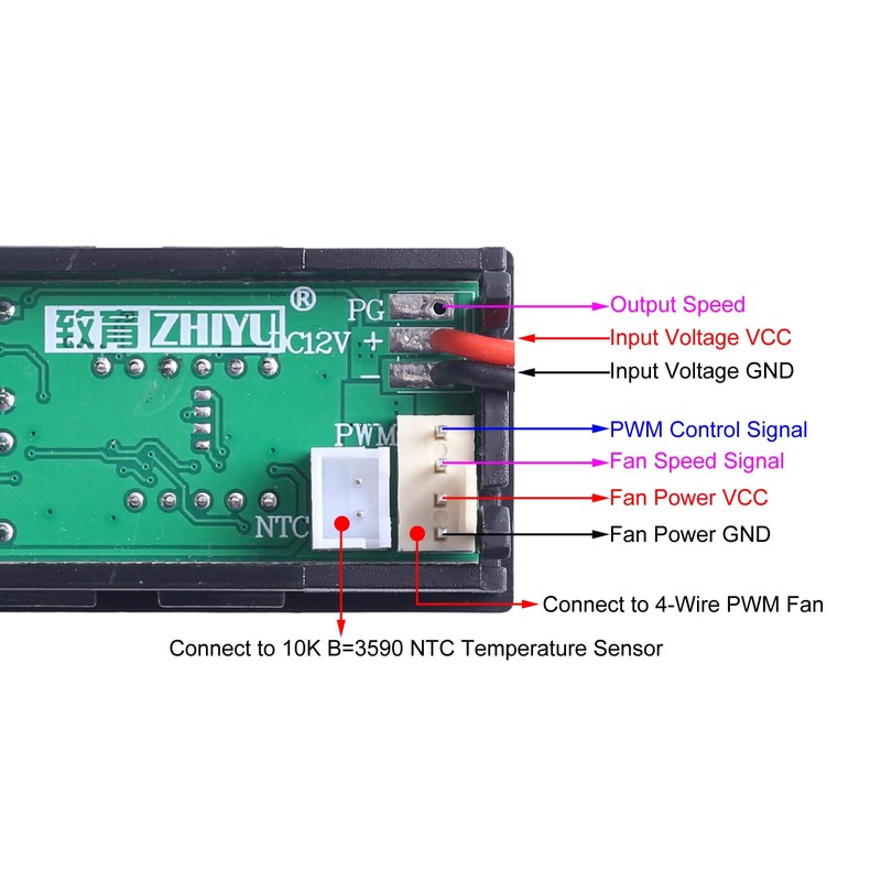 ICrduioo DC 12V 4-Wire Fan Speed Controller Fan Temperature Controller