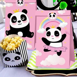 Roaring Good Time 12 PCS Pink Panda Party Favor Bags for Girls Pink Panda Birthday Party Supplies Party Like Panda Party Supplies Panda Party Gift Bags