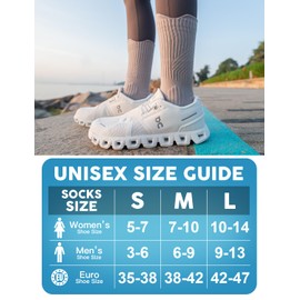 Juclise Bamboo Viscose Compression Running Crew Socks Women, Moisture Wicking Anti-Blister Hiking Coolmax Athletic Socks (US, Alpha (Alpha), L, Regular, Grey/Purple)