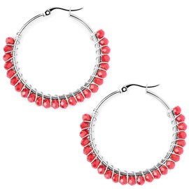 Aurstore Stainless Steel Hoop Earrings for Women Small Hula Hoop Trendy Jewelry Gifts for Women Girls Hypoallergenic and Multicolor, Stone