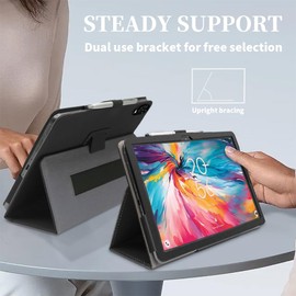 Hoibon Case for TCL TAB 10 NXTPAPER 5G for TCL TAB 10 NXTPAPER 5G 10.4" Model 9199S Case Folio Flip Magnetic Smart PU Leather Shockproof Case with Hand Strap Kickstand Screen Protector (Black+2Pcs)