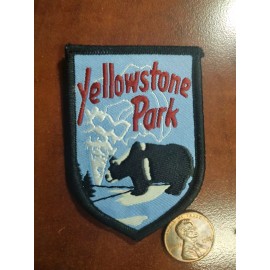 Vintage Yellowstone National Park Bear Geyser Embroidered Patch NEW Iron-On Sew