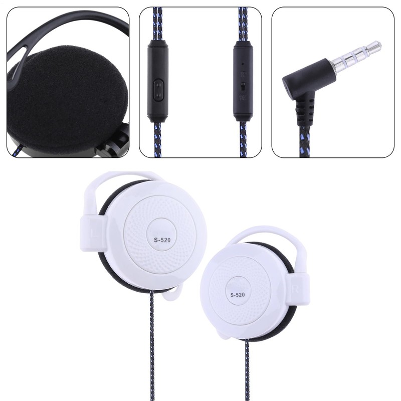 Clip Earphones Wired - 3.5mm Ear Hook Stereo Earbuds -