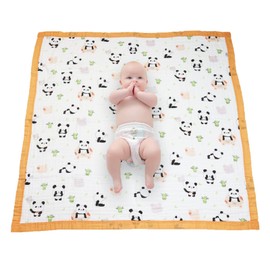 Muslin Baby Blanket, 6-Layer Cuddly Blanket, Cotton, 110 x 110 cm, Wrap Blanket, Newborn Girl, Boy Soft Blanket for Bath, Towel, Children's (Panda)