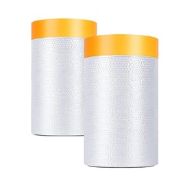 SUPEKOOE Painters Plastic with Tape 22" x 66',Pre-Taped Masking Film for Painting,Paint Protection Film with Built-in Tape, Drip-Free Painting for Cars,Walls, Floors, Furniture（2 Rolls）