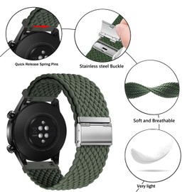 Issinlky Nylon watchband for Gloryfit Smart Watch P66/P66D/P72/P95, 22mm Braided Adjustable Strap for Veryfit IDW19/IDW13/IDW16/IDW18, TUYOM LW36, H1/D1,T50S,Y6, YB54, G39, AGPTE LW11 Smart Watch