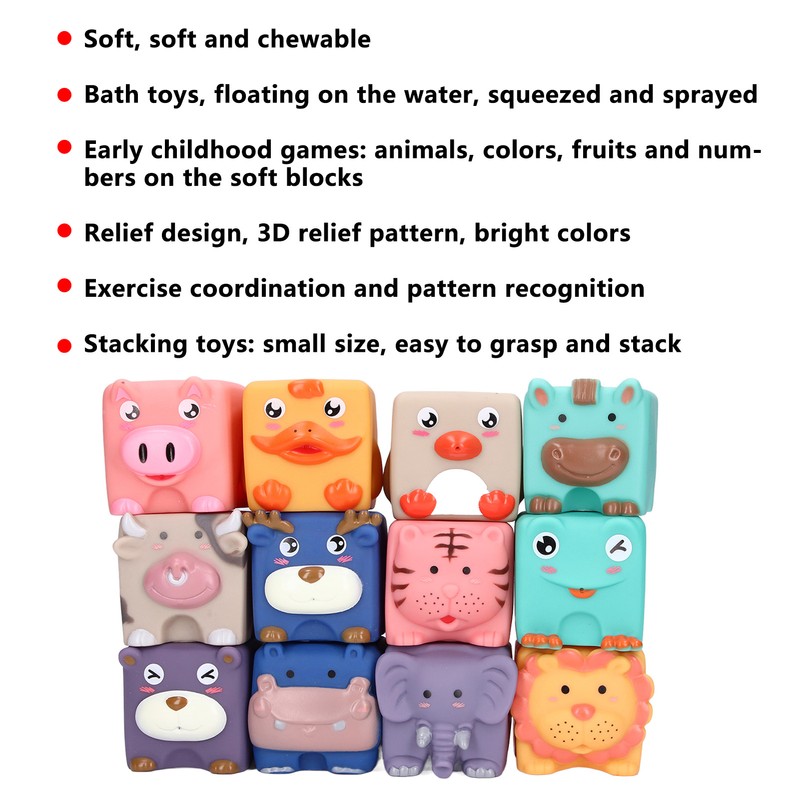 Baby Blocks Soft Silicone Baby Building Blocks Squeeze Toys for