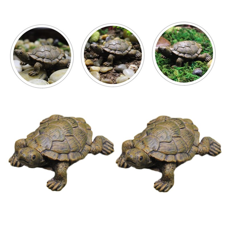 CAXUSD 4pcs Miniature Turtle Figurines Resin Turtle Decor for Garden