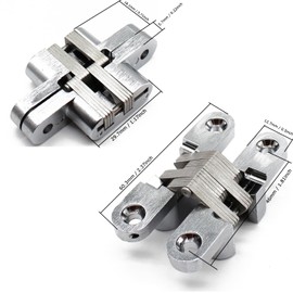 Lamvbls 2 Pcs 2.3 inch Hidden Hinge Stainless Steel 180 Degree Invisible Cross Hinges for Doors and Cabinets