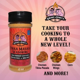 Smoke n Sanity Tikka Masala Seasoning - Certified Low FODMAP Seasonings - Gluten Free - Certified Kosher - Dairy Free for Low FODMAP Snacks (3.55 oz Shaker)