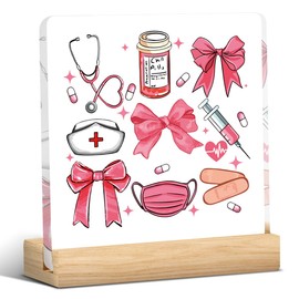 Funny School Nurse Appreciation Gifts for Women Best Graduation Retirement Gift for NP Nurses New Nurses Unique Nurse Office Acrylic Sign Decor 4 x 4 inches