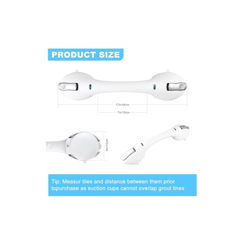Suction Grab Bars for Bathtubs and Showers, Heavy Duty Shower