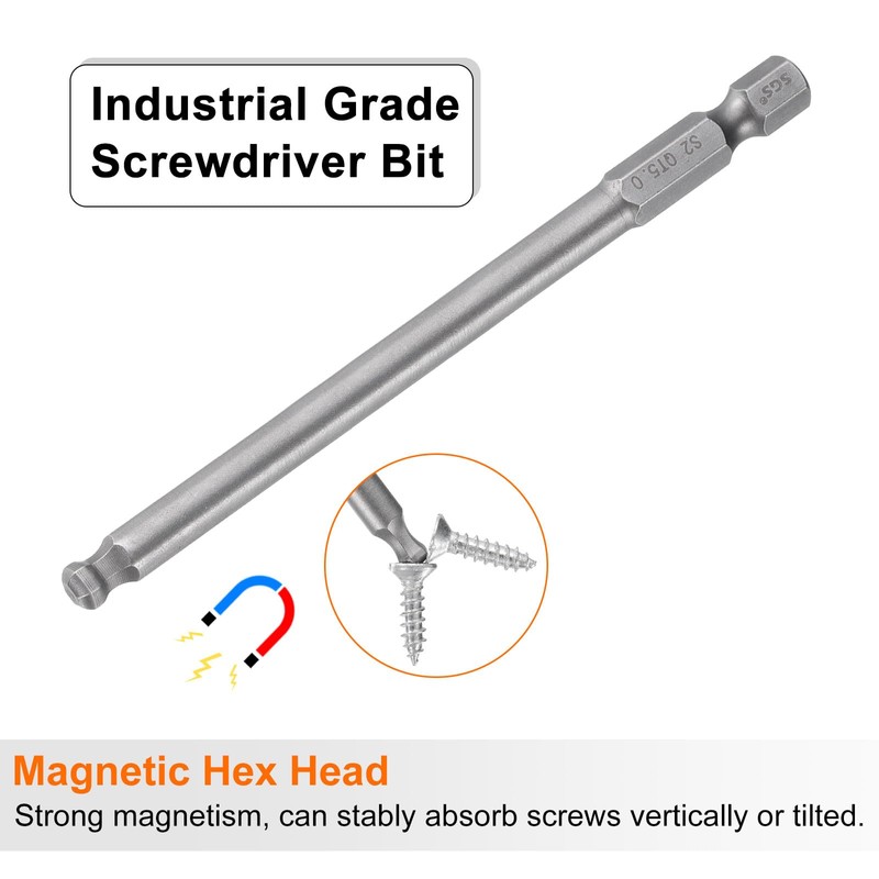 sourcing map Ball End Hex Screwdriver Bit 5mm (H5.0) Tip