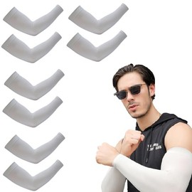 VERISSY Arm Cover, Men's, 8 Pieces, UV Protection, Cool, Large Size, For Work, 4 Set, UPF50+, Arm Cover, Supporter, Long, Sports, UV Protection, Sunburn Protection, Outdoor, Cool, Moisture Wicking