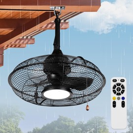 Black Outdoor Ceiling Fans with Light Remote Control Plug in Fan for Patio